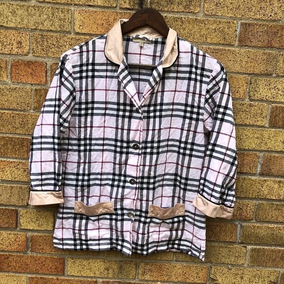 100% Silk Burberry Novacheck Nightgown Small - Picture 1 of 7
